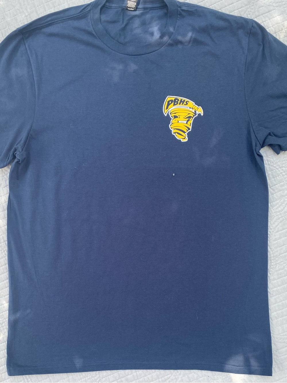 & Other Stories Navy Short Sleeve Tee with Yellow Tornado Graphic